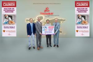Dr Thumbay Moideen, Founder President of Thumbay Group, and his team at the launch of the DVM programme