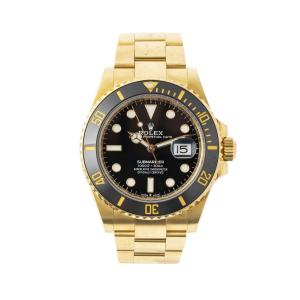 The Rolex Submariner is the definitive luxury dive watch, and the Ref. M126618LN is a modern expression of this icon, crafted entirely in 18K yellow gold. (CA$47,200)