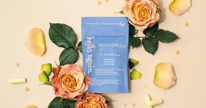 Flatlay of menopause suppository from Hello Again products