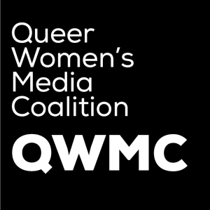 The QWMC logo is a black and white square with text that reads: Queer Women's Media Coalition
