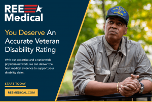 Navy veteran in cap looking outdoors, representing REE Medical's commitment to supporting veterans through the VA disability claims process.