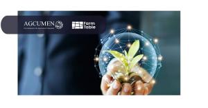 Business man handing a futuristic plant enveloped in burst of lines depicting information to the viewer