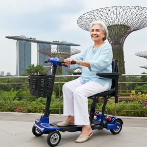 Lady on mobility scooter at Gardens by the Bay, Singapore