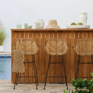 Elegant bar chairs Dubai with wicker finish