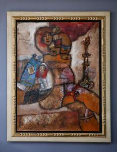 Large oil on linen by Theo Tobiasse (1927-2012), titled Bethsabee Jusq’aa La Lumiere Du Jour (1983), artist signed, measuring 45 ¾ inches by 35 inches (sight, minus frame). Estimate: $15,000-$25,000.