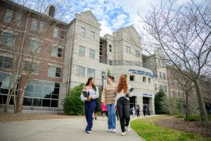 Students walk together across the South Carolina Governor’s School for Science & Mathematics campus in Hartsville, reflecting GSSM’s collaborative STEM learning community.