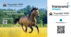 TropoVet® logo with tagline “Harnessing the Power of Platelets.” Visual elements may include veterinary imagery such as horses, dogs, or cats, representing PRP, PRF, IRAP, and Gel therapies designed to help animals heal faster, naturally.