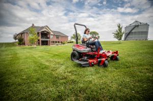 Exmark Radius E-Series zero-turn mower, action shot