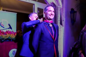 Belgium’s Vice Prime Minister Maxime Prévot presents the Commander of the Order of the Crown to CIMMYT Director General Bram Govaerts, recognizing CIMMYT’s global scientific impact