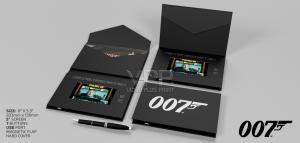 Video Folder with printed inserts and integrated screen playing a corporate video.