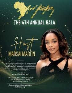 Marsai Martin, host of the 4th Annual Afrikicks Gala, featured in promotional artwork for this year’s event in Hollywood.