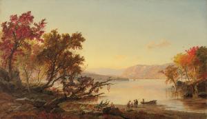 Oil on canvas by Jasper Francis Cropsey (American, 1823-1900), titled Autumn at Greenwoods Lake (1871), signed and dated, 14 inches by 24 inches ($100,000).