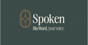 Spoken Bible App logo featuring the tagline “His Word, your voice.”