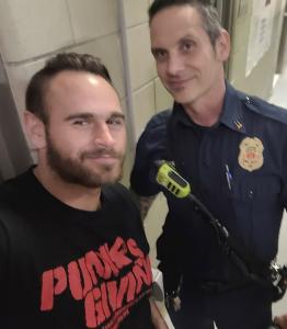 Jared Frenzel Founder of Punks Giving with the late Gary Menard, founding Punks Giving Board Member and Decatur Fire Station 1 Captain