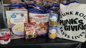 Punks Giving non-perishable Thanksgiving food items for distribution on November 23rd in Decatur, GA