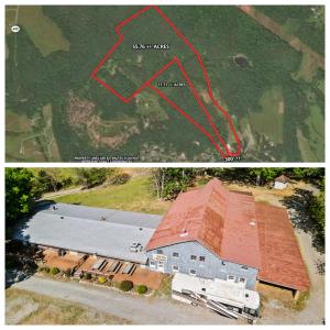 a 55.76 +/- acre parcel and a 17.71 +/- acre parcel offered individually and in the entirety of 73.47 +/- acres with a barndominium shell, chapel, country store and several other outbuildings/shop, 2 wells and 3 septic systems (one rated for 25 room hotel)