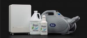 Genesis+HOCl family of products including HOCl atomizers and liquid solutions for air and surface disinfection.