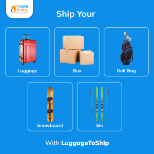 LuggageToShip.com services include shipping luggage, boxes, golf bags, snowboards, and skis to all 50 states and 220+ countries.