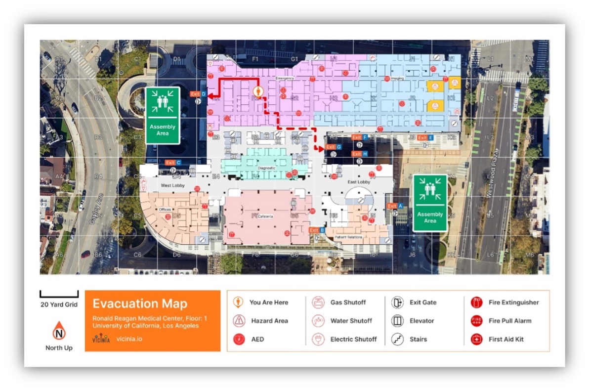 An image that shows the labels and the assets on a critical incidents safety school map