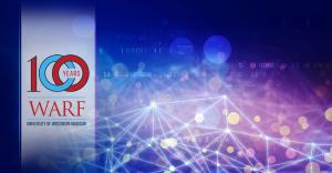 Futuristic abstract image with WARF logo