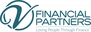 Logo for V Financial Partners with Trademarked tagline, Loving People Through Finance