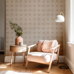 Image of Basketweave Blush in a room with a chair