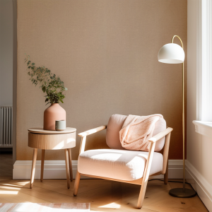 Pure Basketweave - Pure Blush WP26141 on a wall in a room with a chair