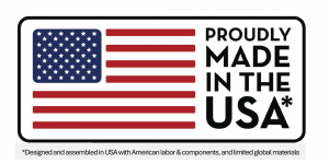 Image of Flag with words: Designed and Assembled in the USA