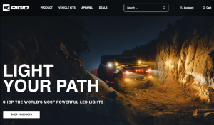 a screenshot of the homepage of the new RIGID Industries website