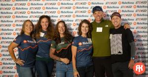 Group photo of the Ride Krew team standing together in front of a branded backdrop at the inaugural fundraiser, representing the nonprofit’s effort to support youth mountain biking in Southern California.