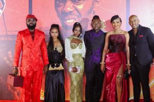 Bambadjan Bamba and members of the cast and production team at the Lagos red-carpet premiere of 3 Cold Dishes.