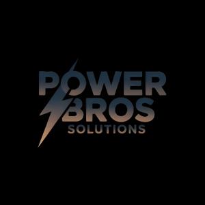 PowerBros Solutions logo featuring bold lettering with a lightning bolt integrated into the design.