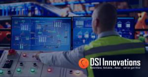 Engineer operating SCADA system in industrial control room with headline: Capitalize on 100% Write-Offs – Why 2025 Is the Year to Upgrade Your Automation. DSI Innovations logo in corner.