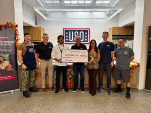 APC leaders Ivan Ramirez and Julie Ivic with Mike Magnetta, Chris Schmidt, and USO volunteers