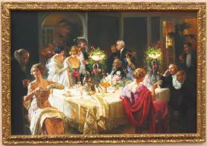 The Dinner Party by Jules Grun 4 x 6 feet hand painted copy Skilled artist