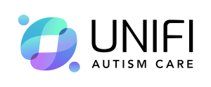 UNIFI Autism Care purple and blue logo with blank font
