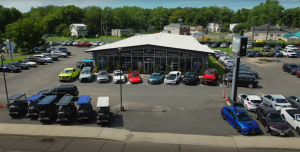 An overhead view of the Fellah Auto Group dealership in Bristol, Pennsylvania.