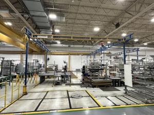 (Lot 23) Gorbel 250 lb Overhead Workstation Crane w/ CM Electric Hoists