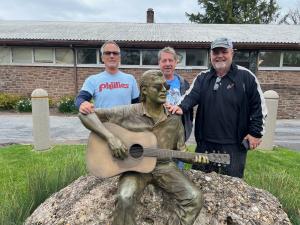 Skip Rickert / Pat Biondino / Tony Radovich (DDMF Board / PBHS Grads) DANNY Statue Bucks College