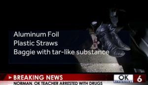 This is what was found by the Officer. Oklahoma Public School teacher Jessica Faircloth has heroin, a need and used straws.