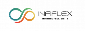Infiflex logo featuring a multicolored infinity symbol and the tagline “Infinite Flexibility.”