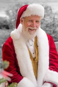 Santa dressed in traditional red and white suit
