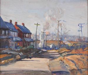 Oil on board painting by Walter Emerson Baum (1884-1956), titled Allentown, circa 1927. Estimate: $8,000-$12,000