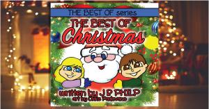 The Best of Christmas book cover set against a festive holiday background with seasonal colors.